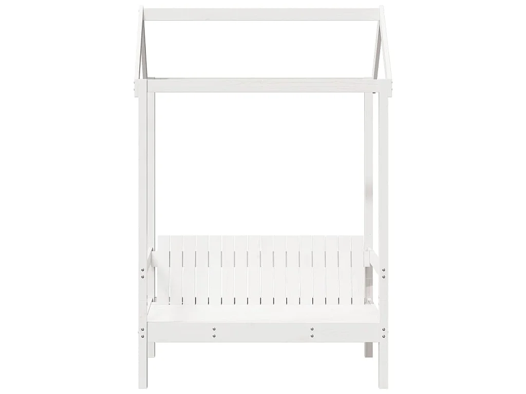 Panchina con Tetto Bianca 117,5x70x176,5 cm in Legno di Pino