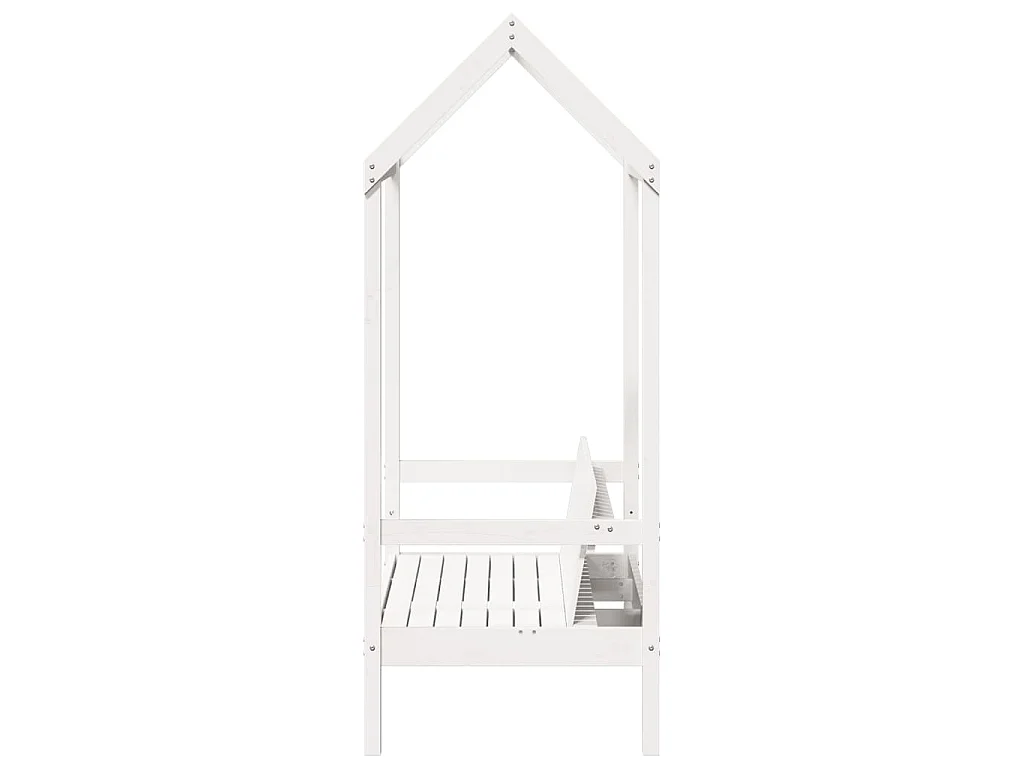 Panchina con Tetto Bianca 117,5x70x176,5 cm in Legno di Pino