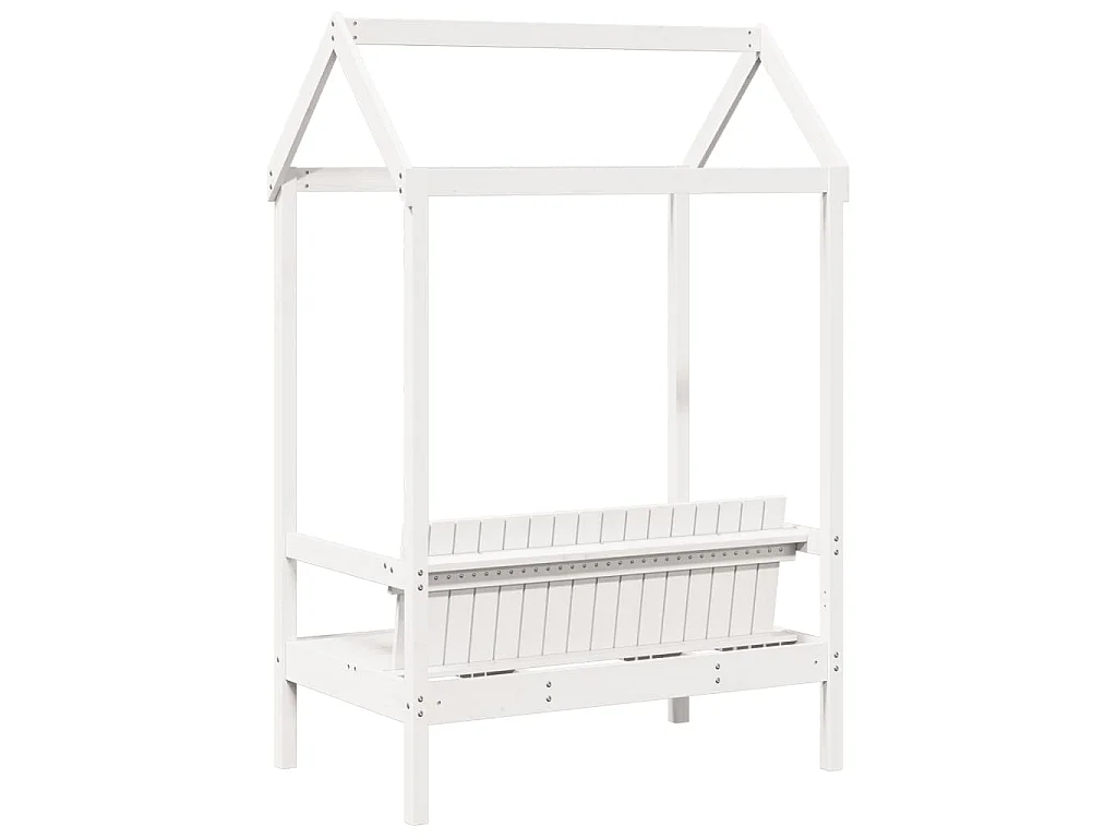 Panchina con Tetto Bianca 117,5x70x176,5 cm in Legno di Pino