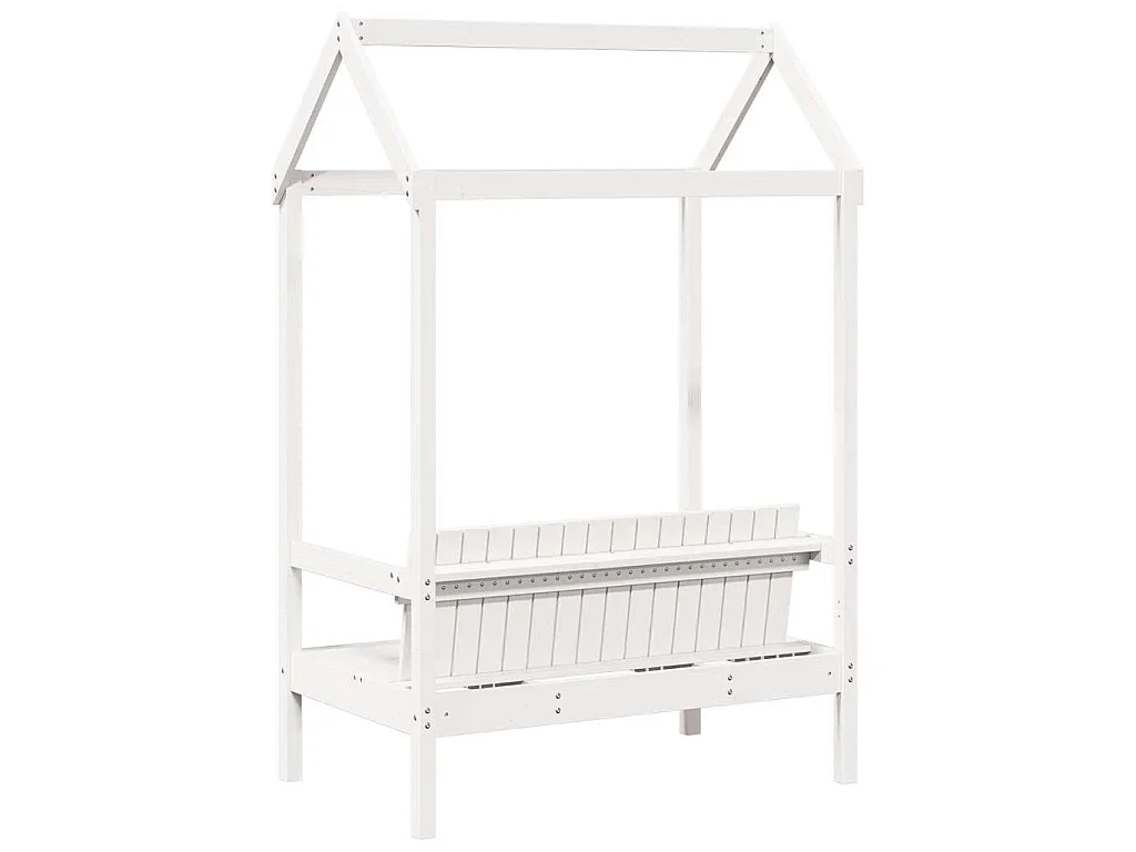 Bank met dak 117,5x70x176,5 cm massief grenenhout wit