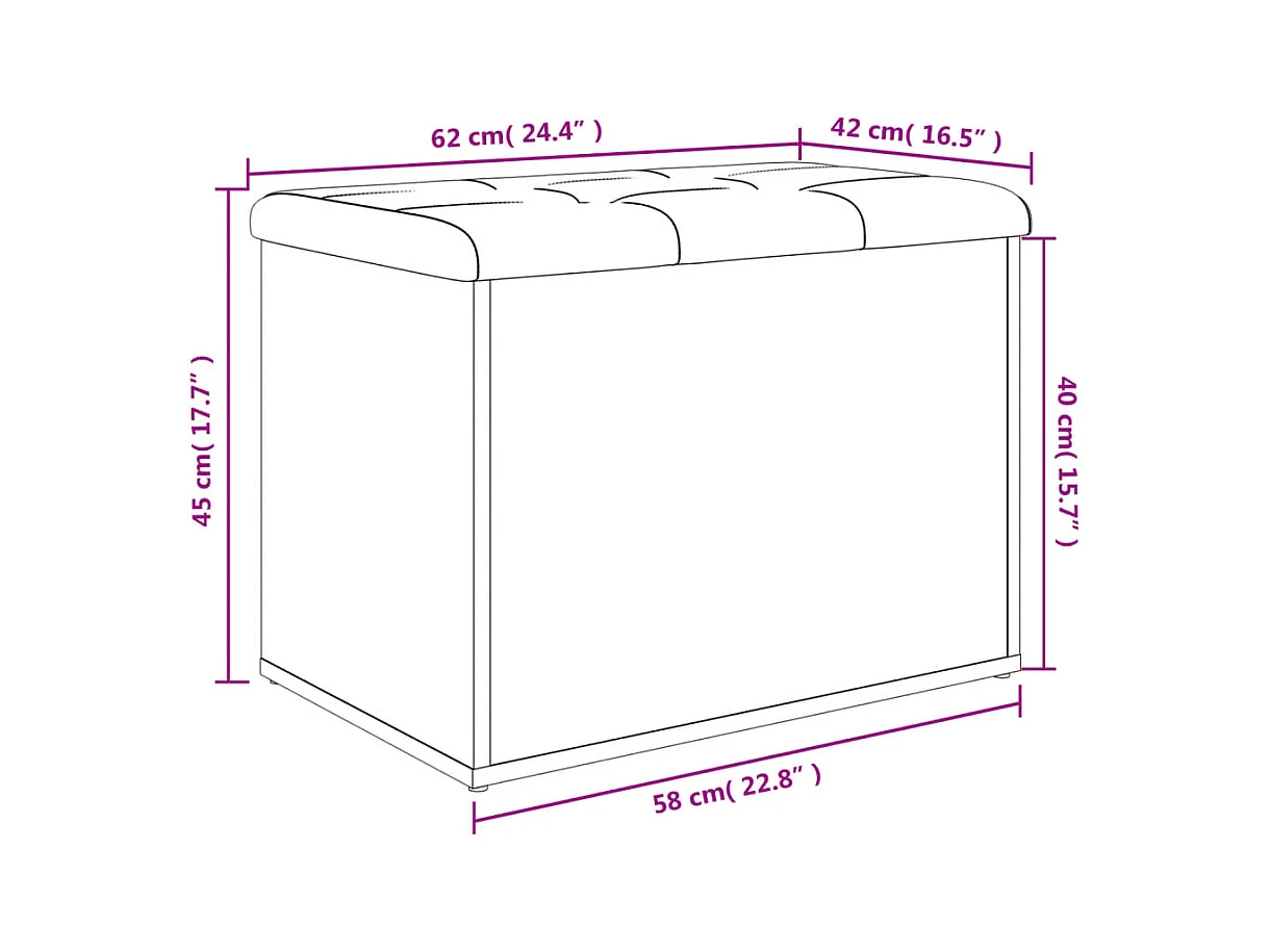 Sitzbank mit Stauraum Braun Eiche 62x42x45 cm Holzwerkstoff