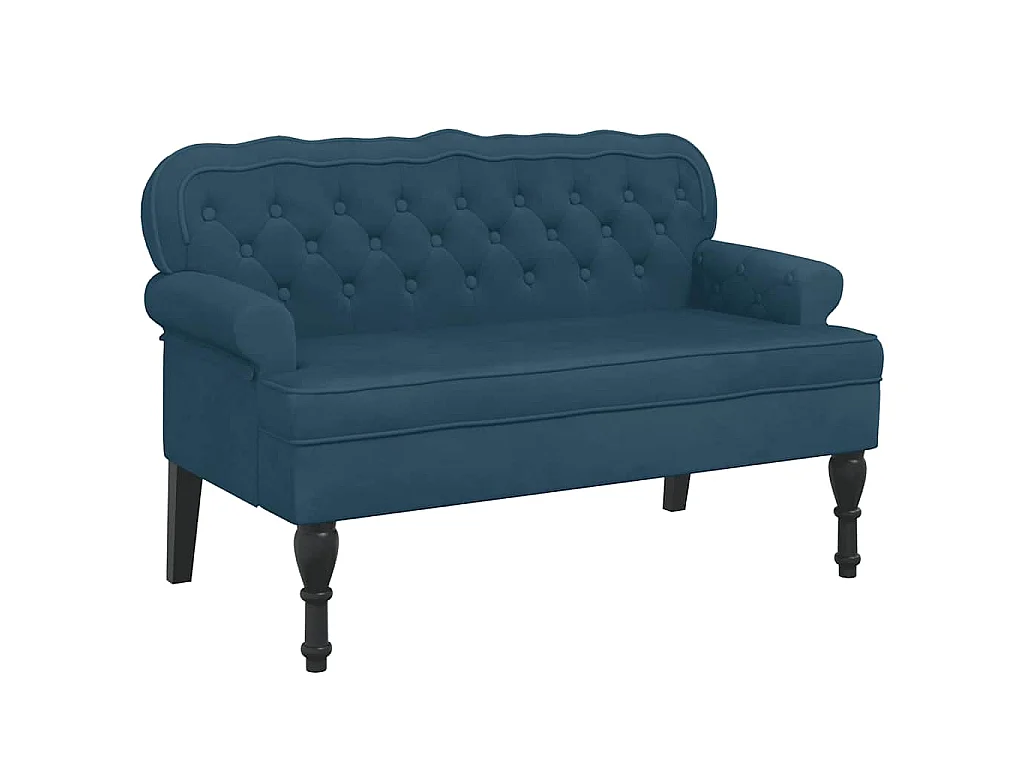 Banc avec dossier bleu 119,5x64,5x75 cm velours