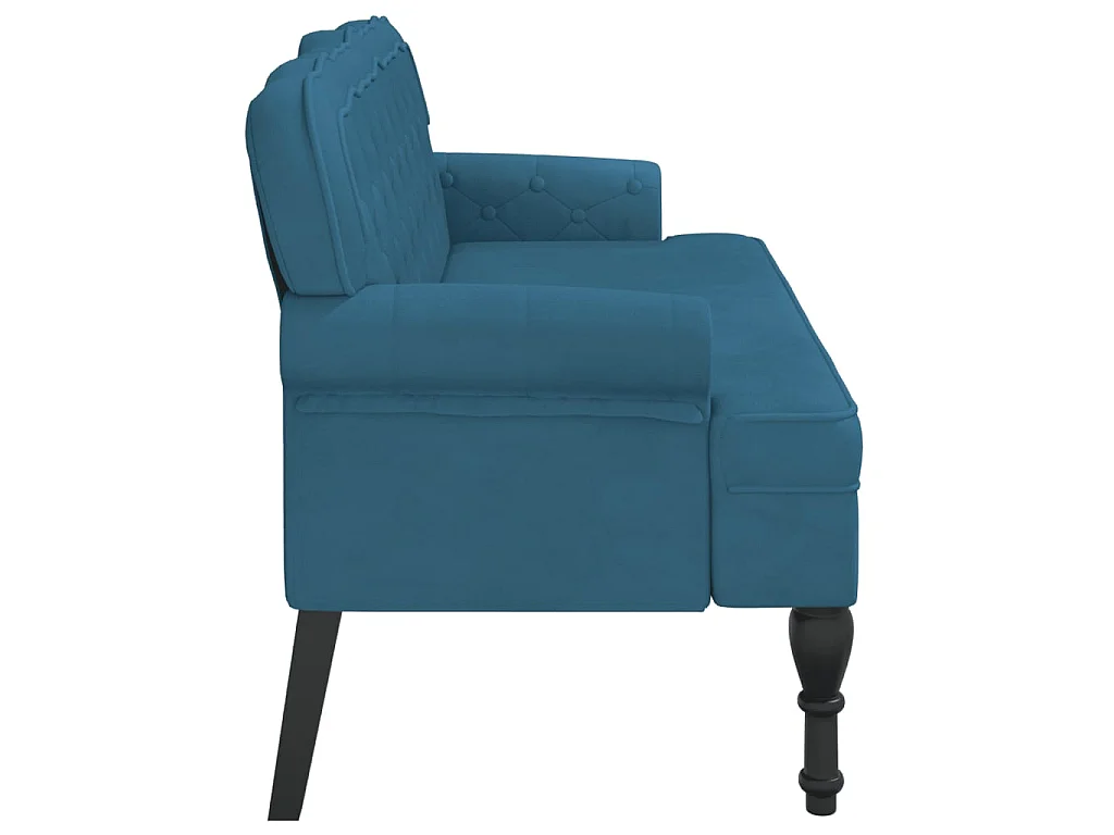 Banc avec dossier bleu 119,5x64,5x75 cm velours