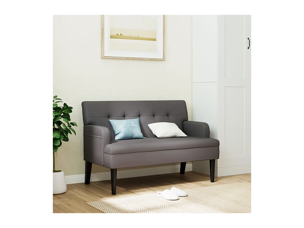 Banc avec dossier gris 112x65,5x75 cm similicuir