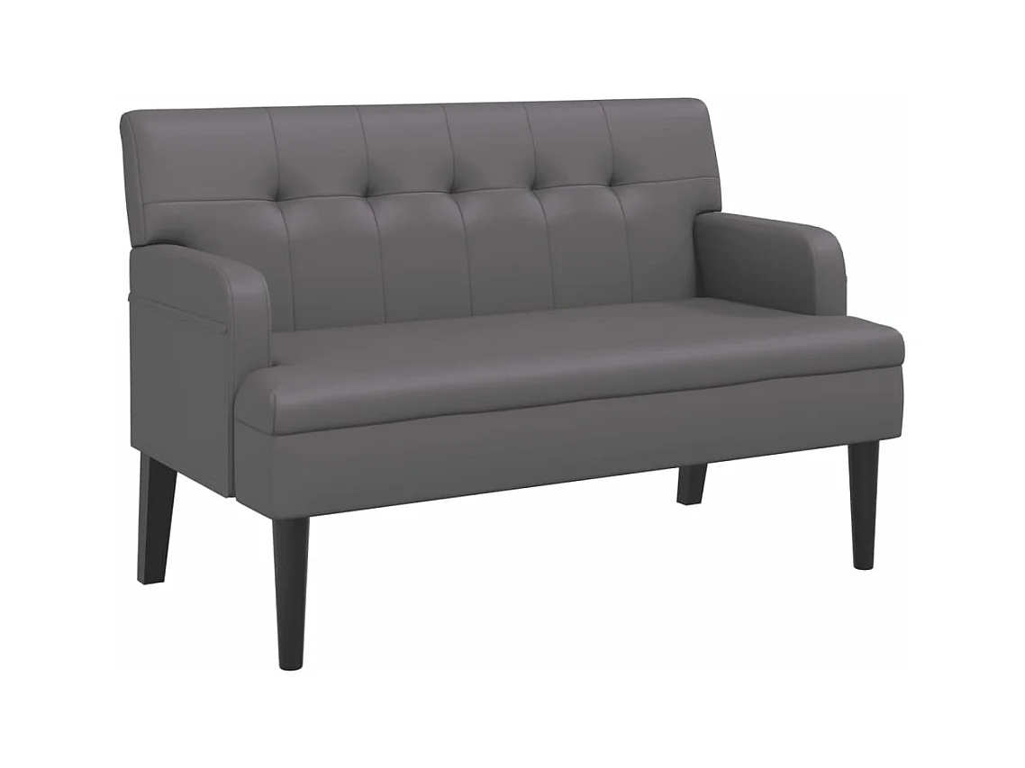 Sitzbank mit Rückenlehne Grau 112x65,5x75 cm Kunstleder