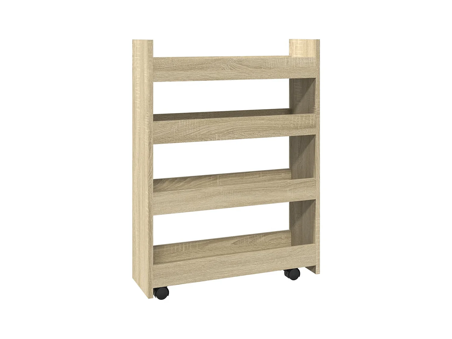 Chariot de rangement étroit 4 niveaux chêne sonoma