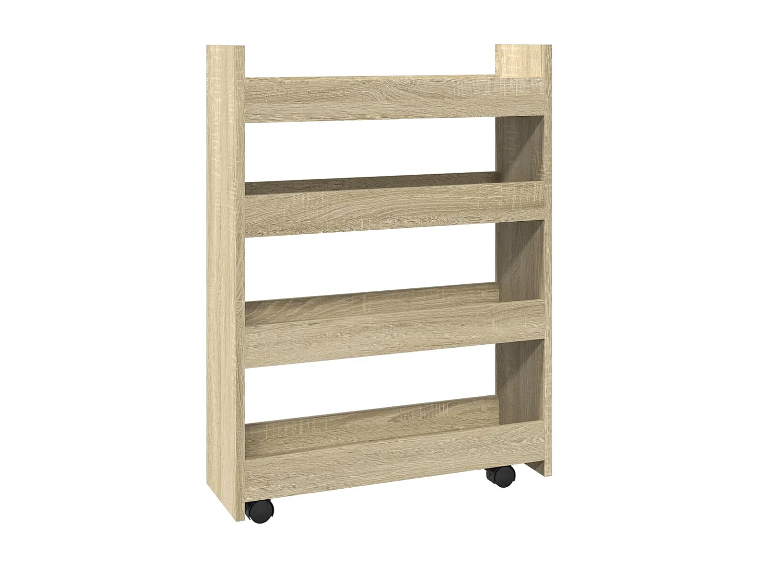 Chariot de rangement étroit 4 niveaux chêne sonoma
