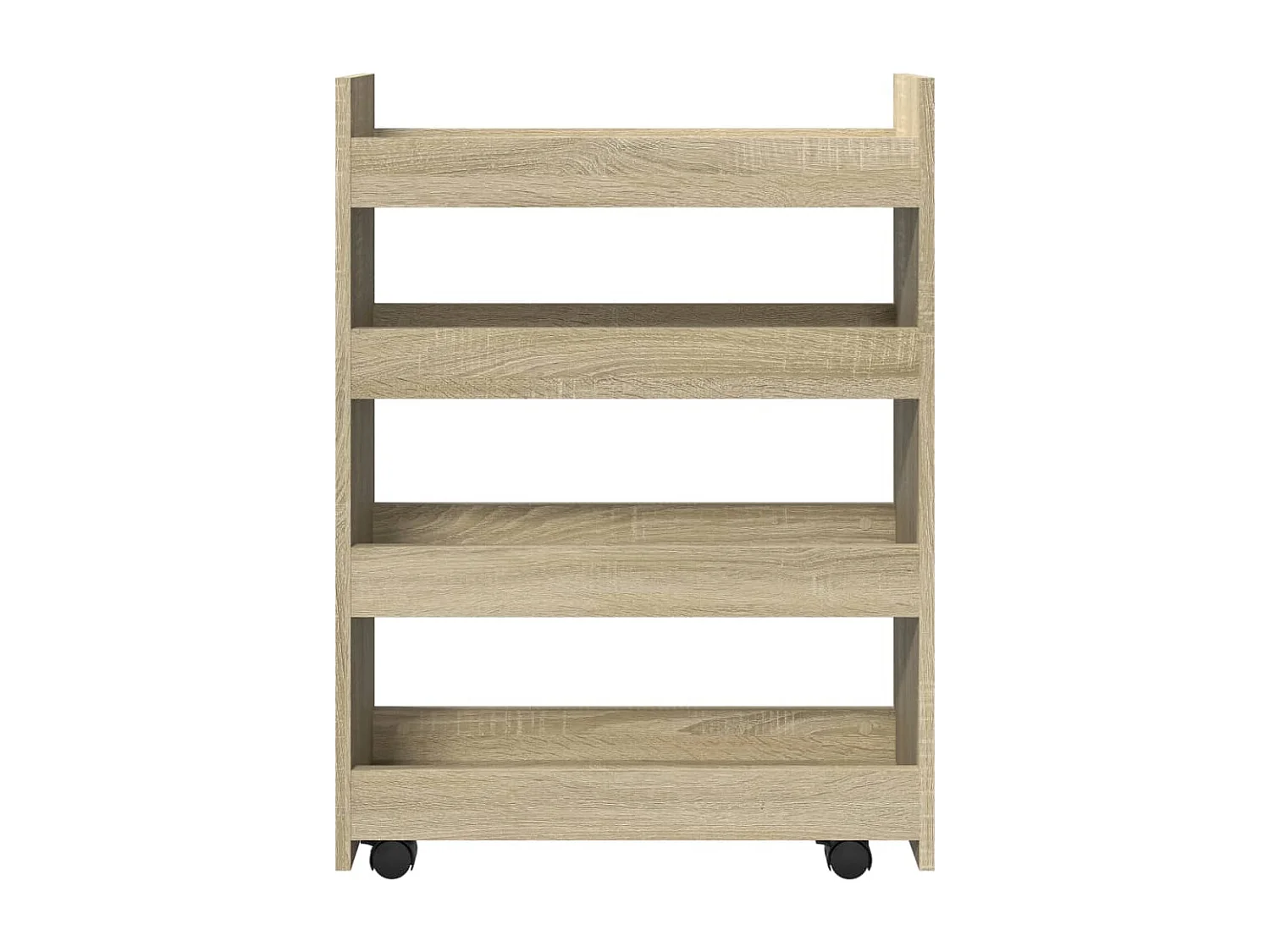 Chariot de rangement étroit 4 niveaux chêne sonoma