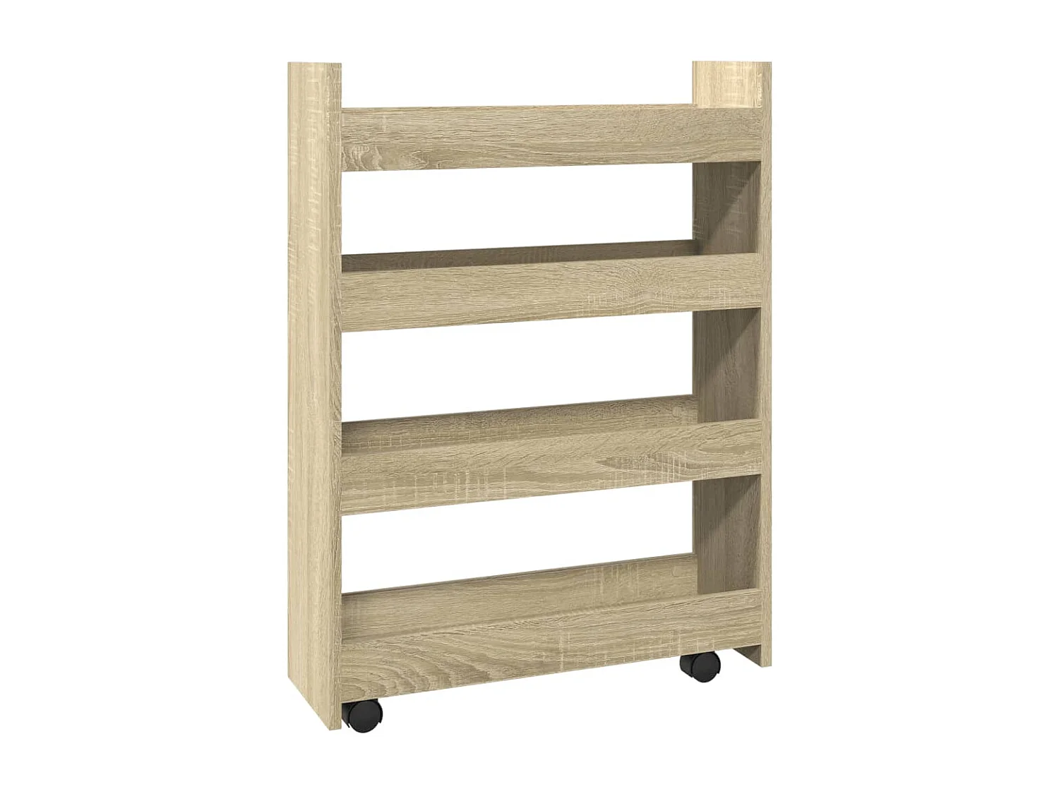 Chariot de rangement étroit 4 niveaux chêne sonoma