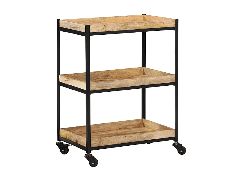 Keukentrolley 60x40x80 cm massief ruw mangohout