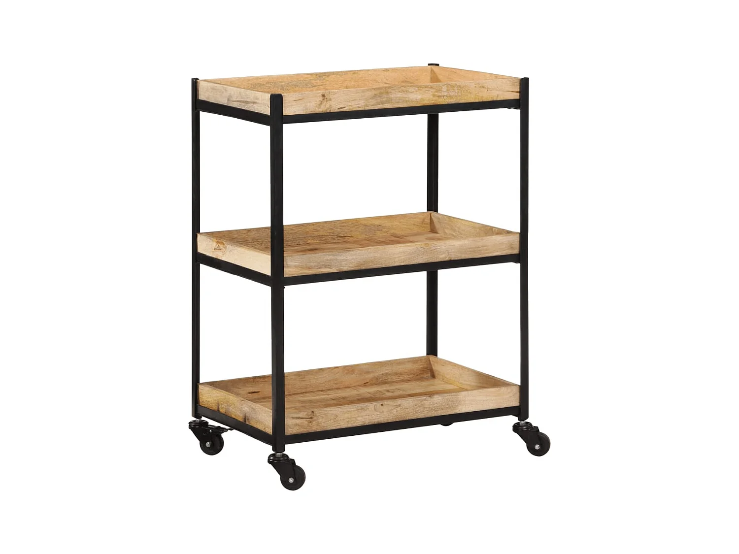 Keukentrolley 60x40x80 cm massief ruw mangohout