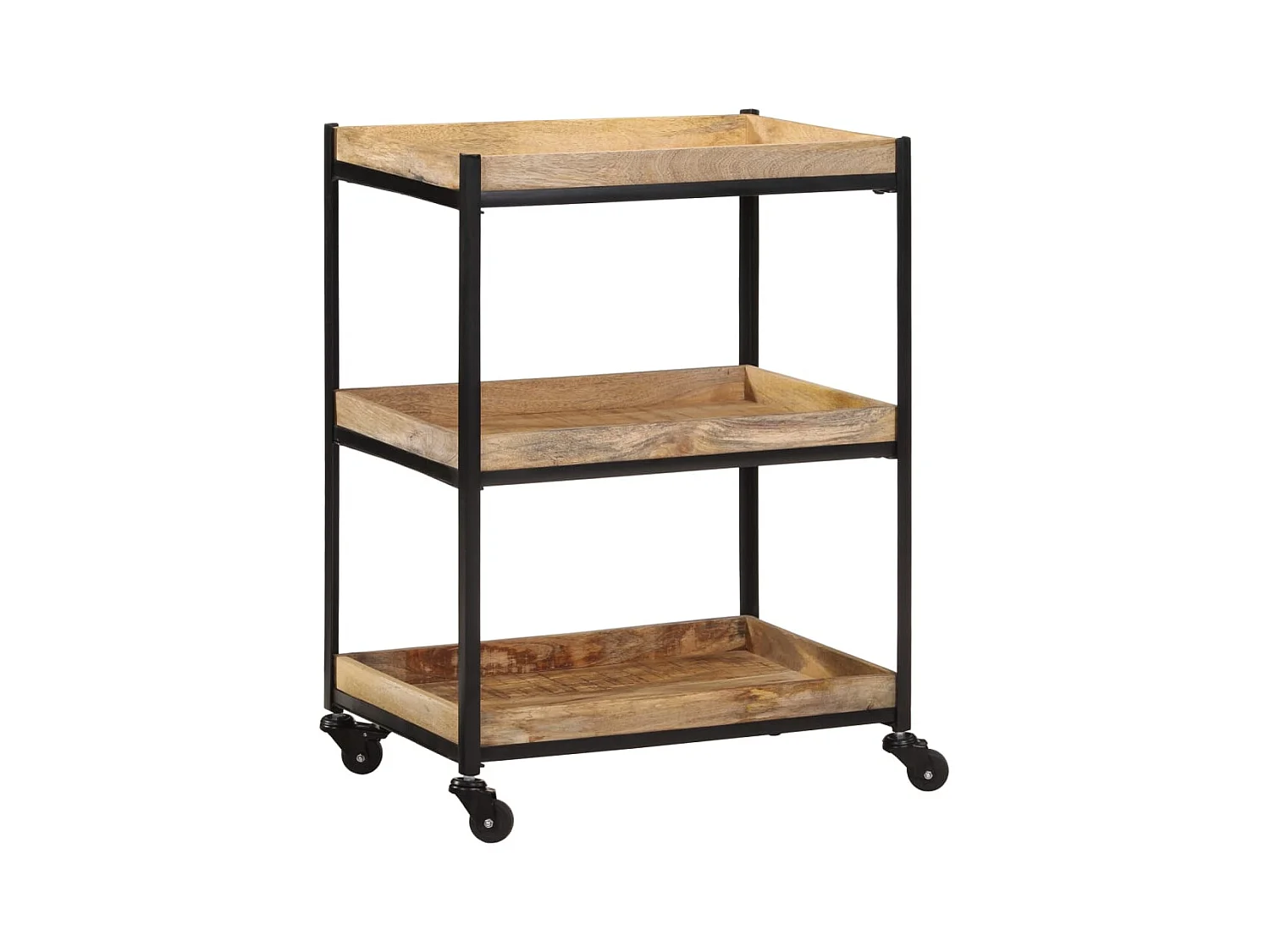 Keukentrolley 60x40x80 cm massief ruw mangohout