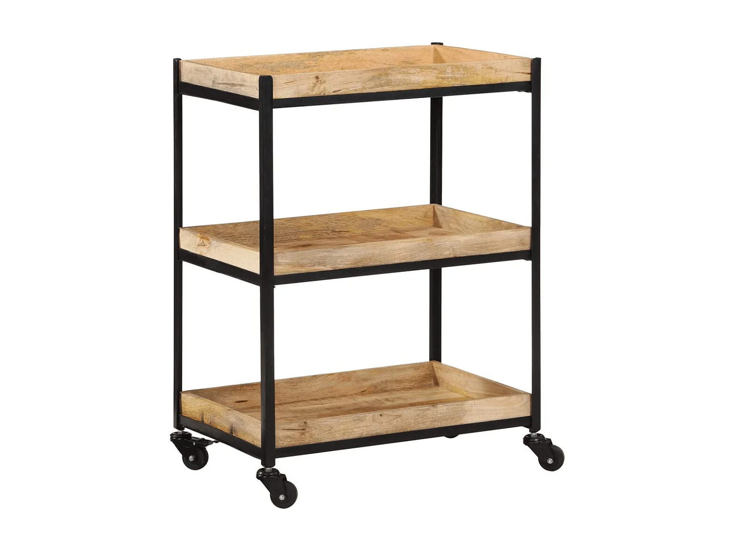 Chariot de cuisine 60x40x80 cm bois de manguier brut massif