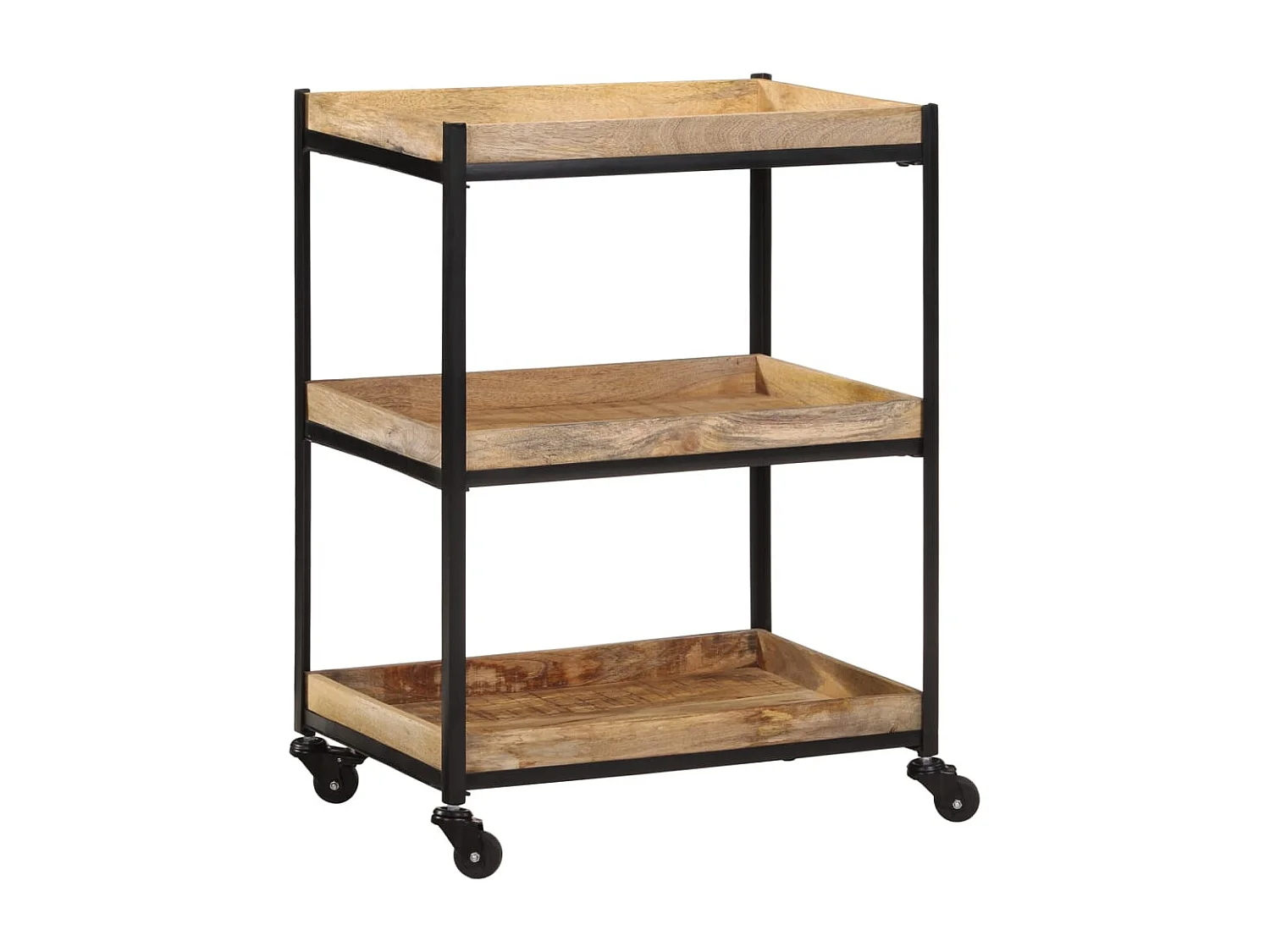 Chariot de cuisine 60x40x80 cm bois de manguier brut massif