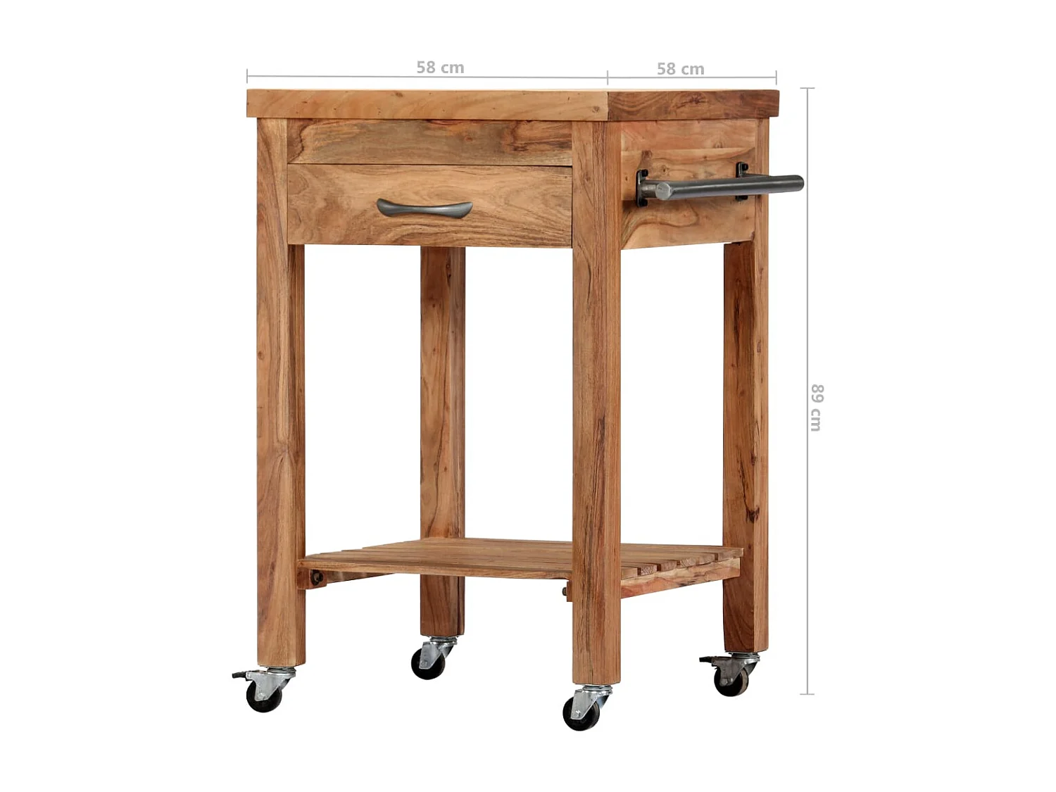 Chariot de cuisine 58x58x89 cm Bois d'acacia massif