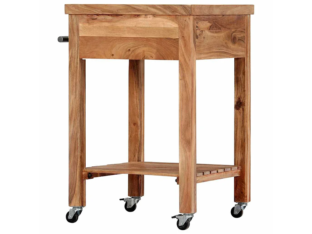 Carrito de cocina de madera maciza de acacia 58x58x89 cm