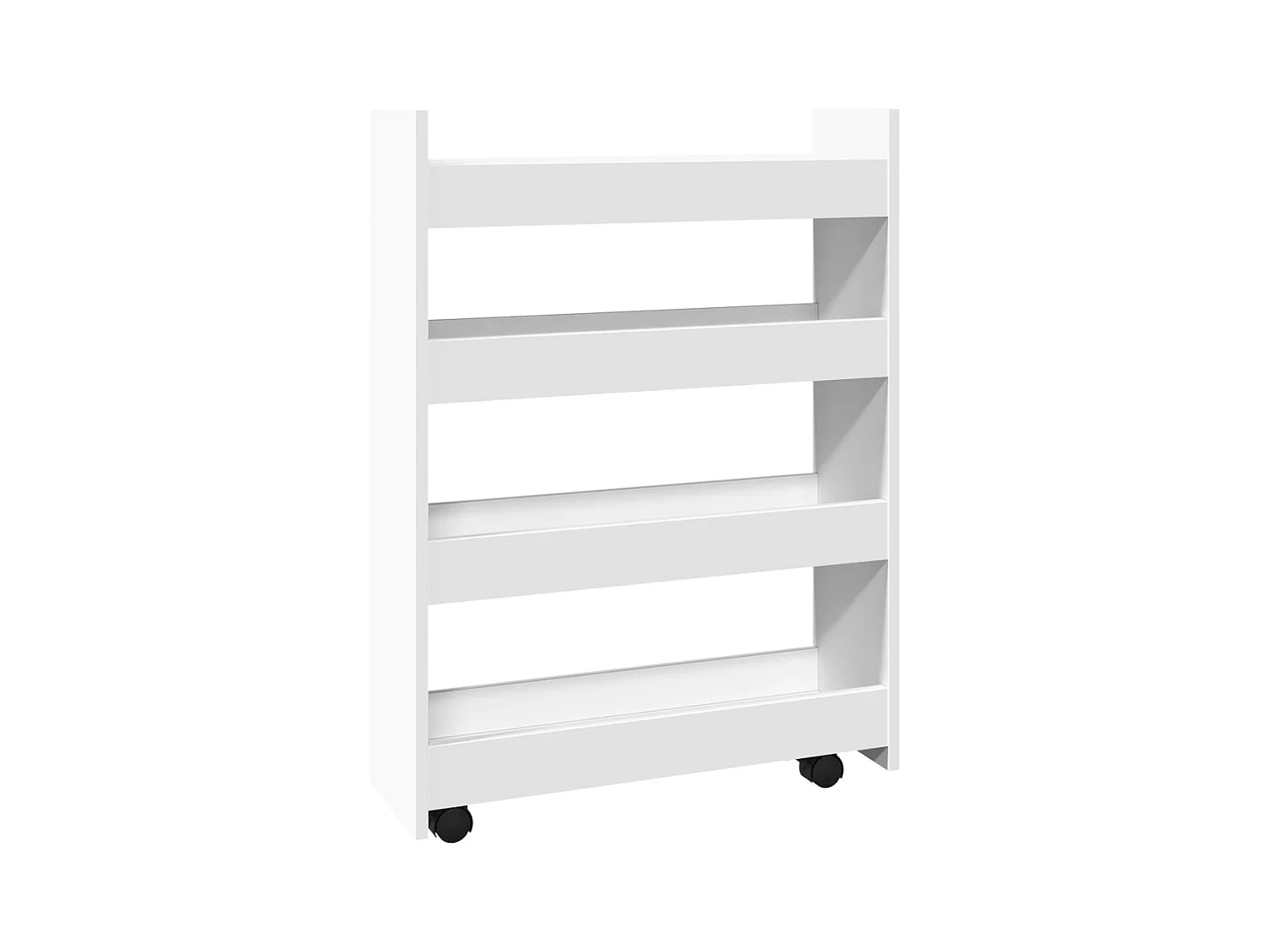 Opbergtrolley smal 4-laags bewerkt hout wit