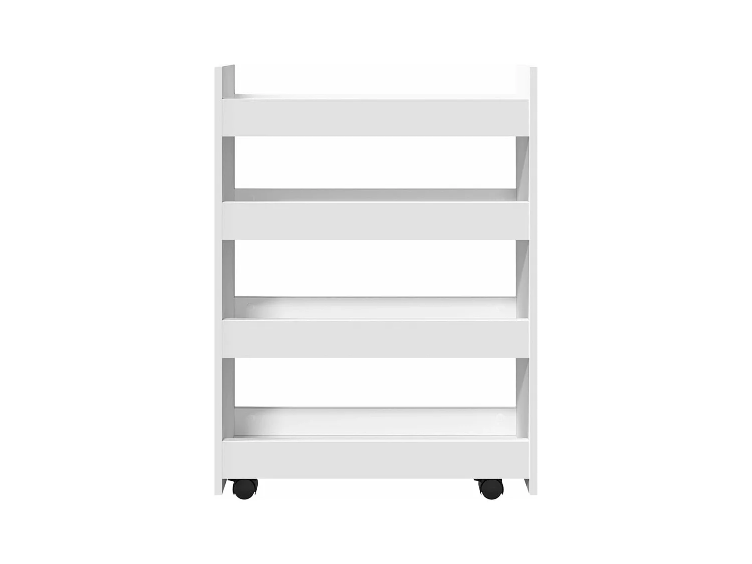 Opbergtrolley smal 4-laags bewerkt hout wit