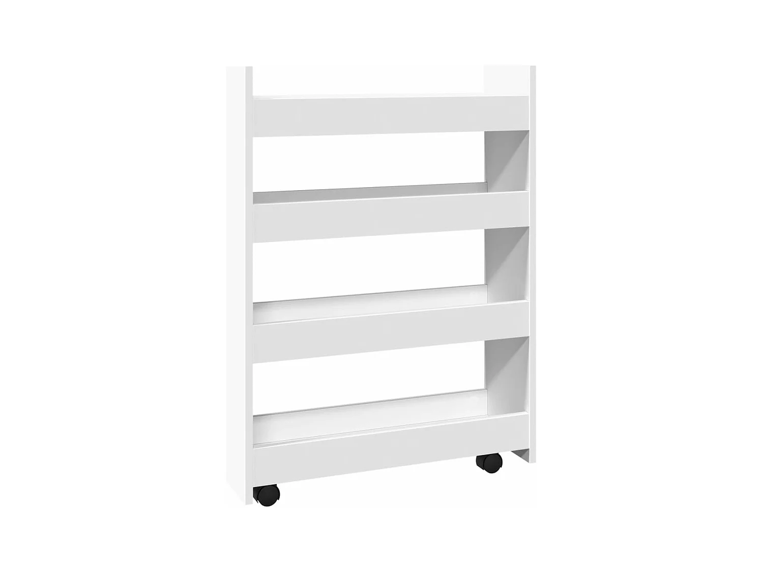 Opbergtrolley smal 4-laags bewerkt hout wit