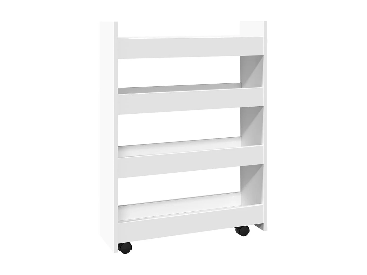 Chariot de rangement étroit à 4 niveaux en bois d'ingénierie blanc