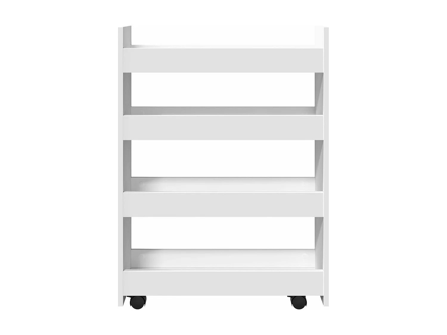 Chariot de rangement étroit à 4 niveaux en bois d'ingénierie blanc