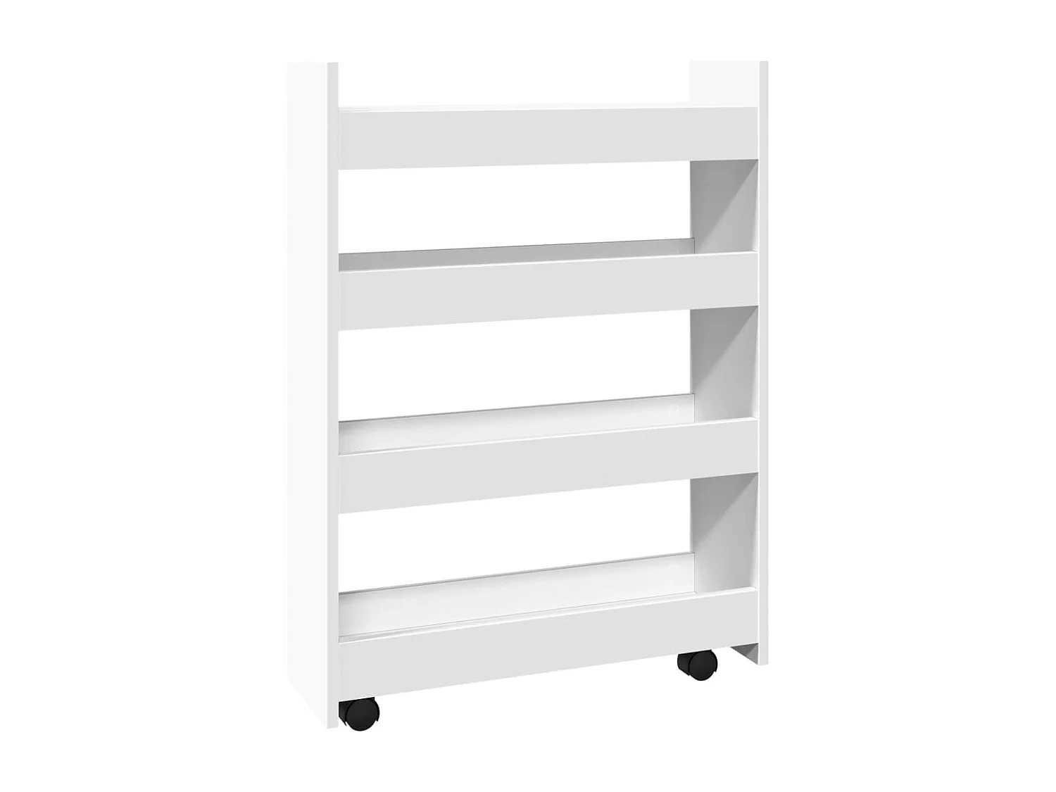 Carrito de almacenaje estrecho de 4 niveles de madera de ingeniería blanca