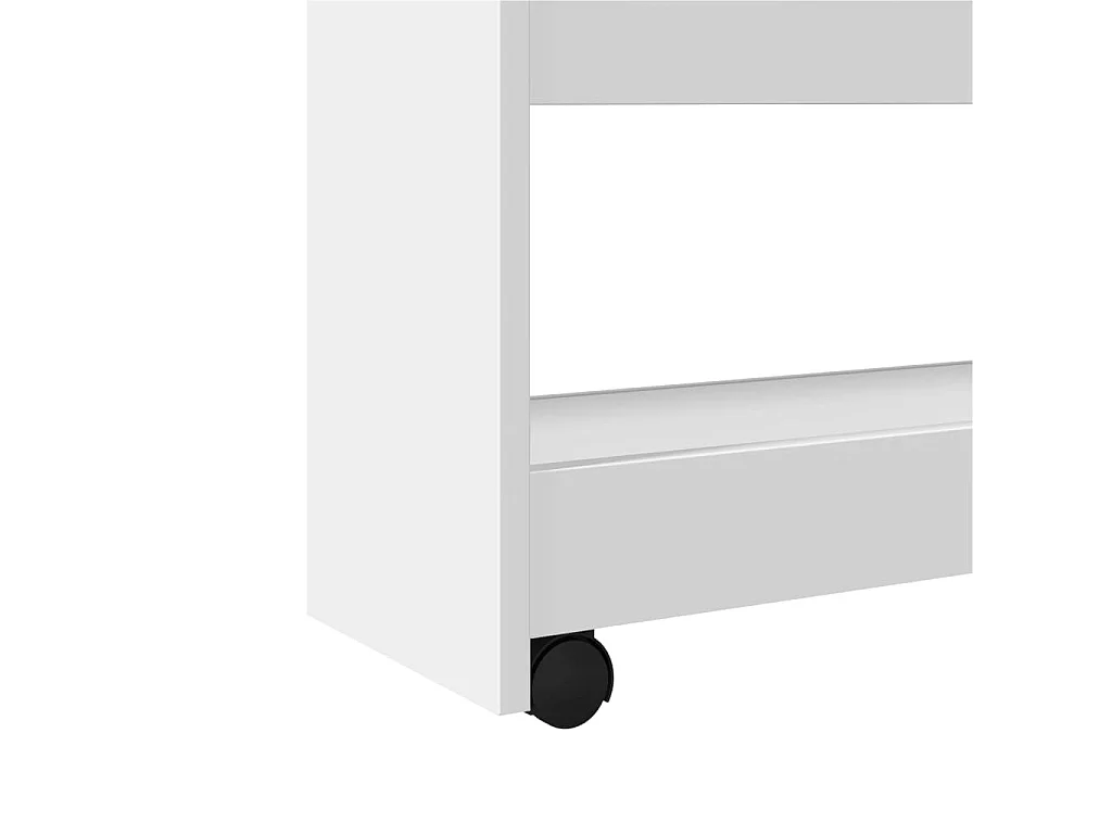 Carrito de almacenaje estrecho de 4 niveles de madera de ingeniería blanca