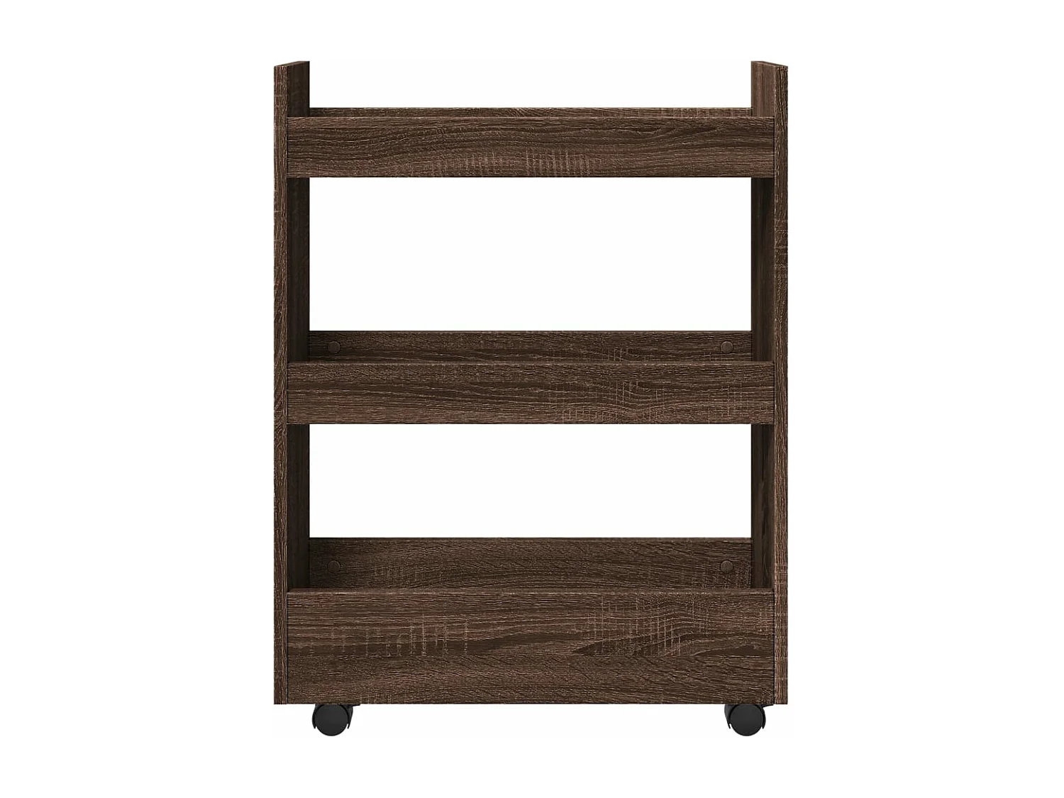Carro de almacenaje estrecho 3 niveles madera marrón roble