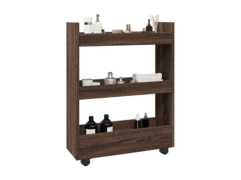 Trólei arrumação estreito 3 prateleiras derivados de madeira