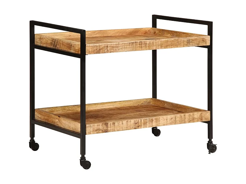 Chariot de cuisine 80x55x70 cm bois de manguier brut massif