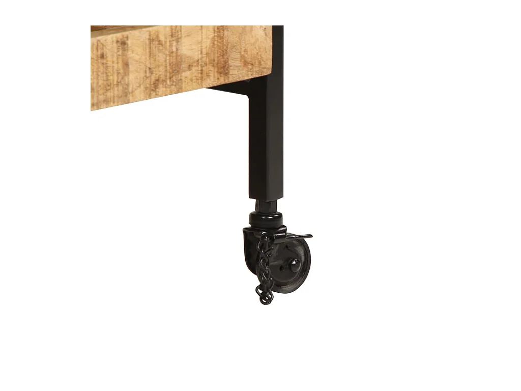 Chariot de cuisine 80x55x70 cm bois de manguier brut massif