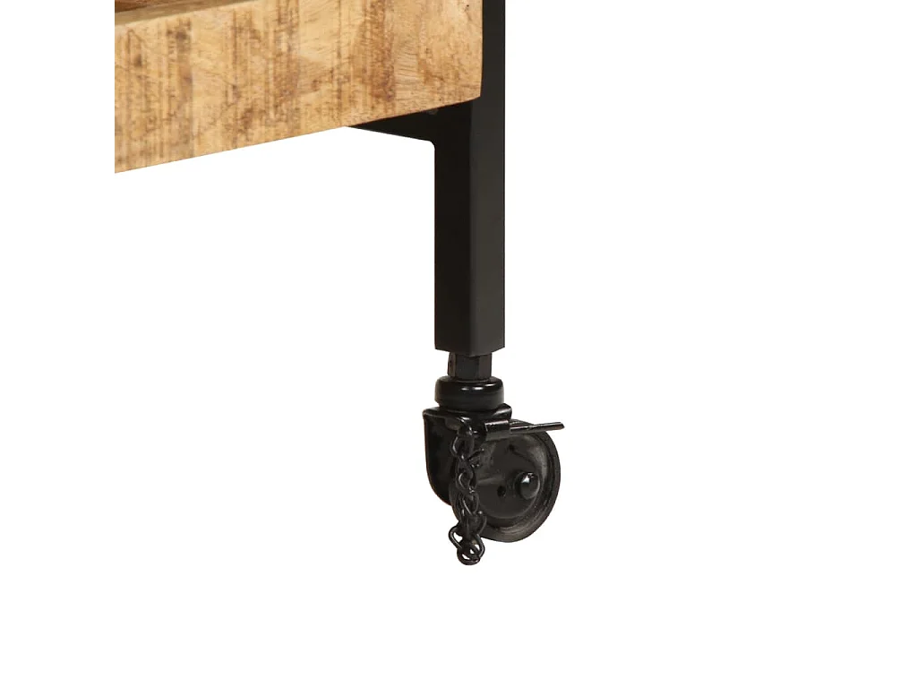 Chariot de cuisine 80x55x70 cm bois de manguier brut massif