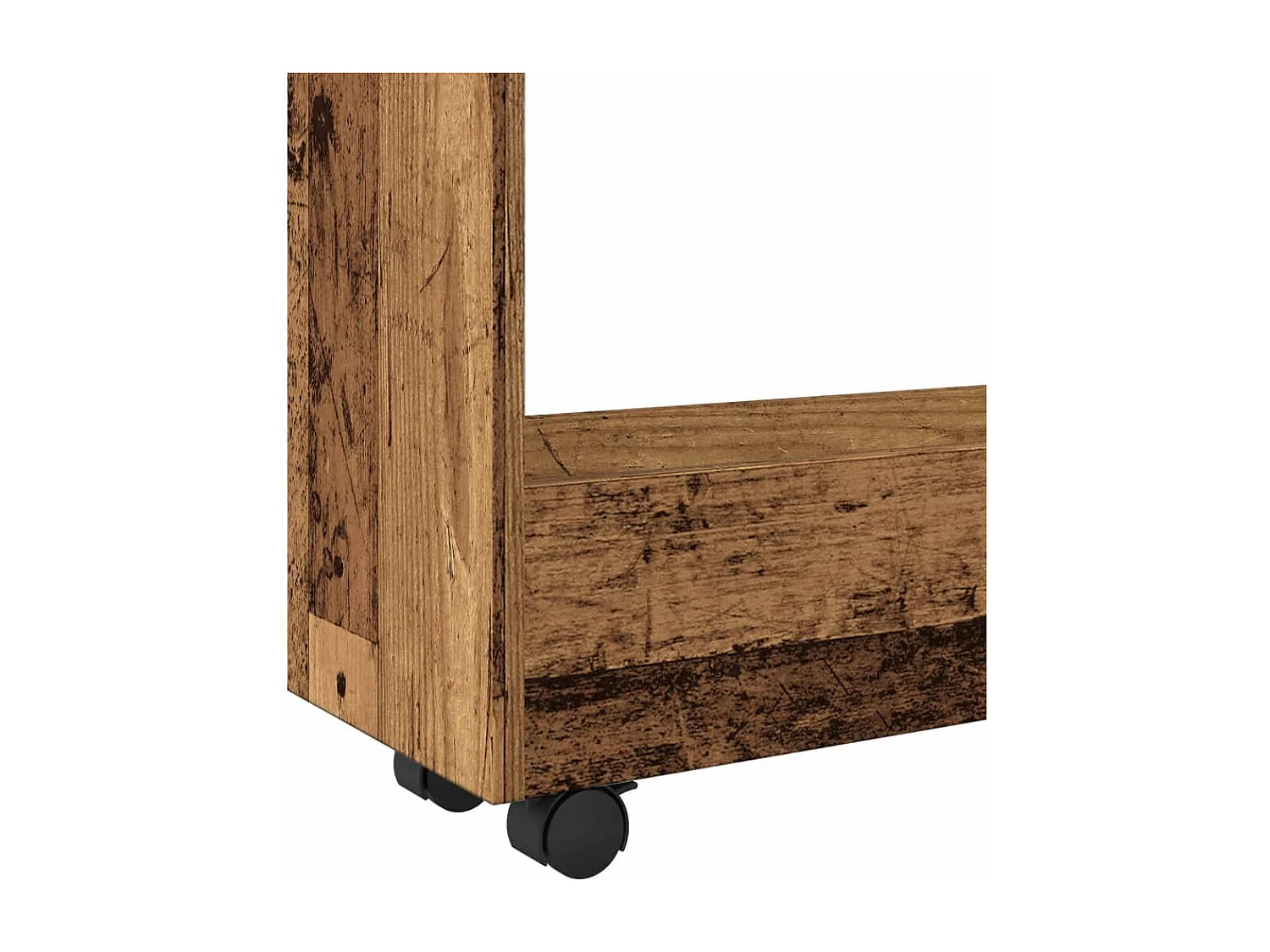 Chariot de rangement étroit 3 niveaux vieux bois