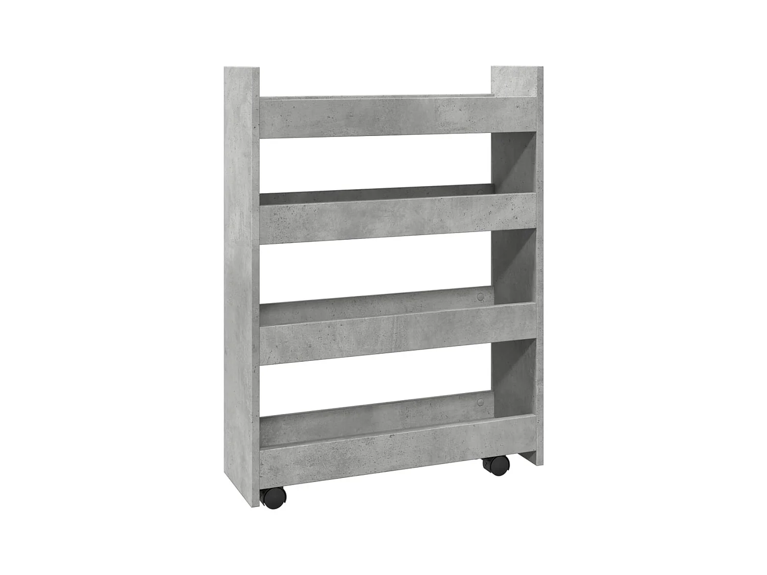 Chariot de rangement étroit 4 niveaux gris béton
