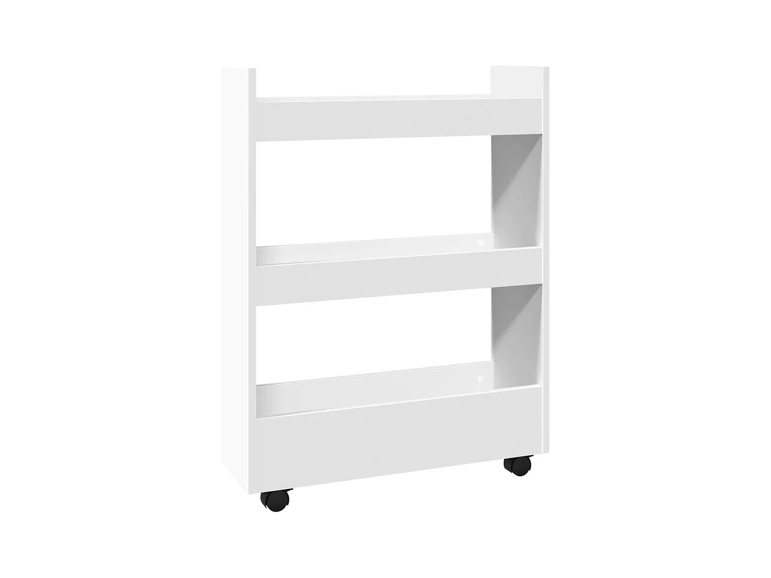 Chariot de rangement étroit 3 niveaux blanc bois d'ingénierie