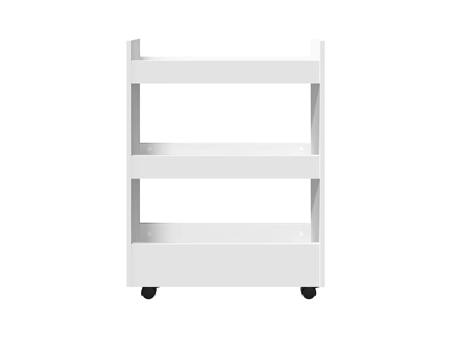 Chariot de rangement étroit 3 niveaux blanc bois d'ingénierie