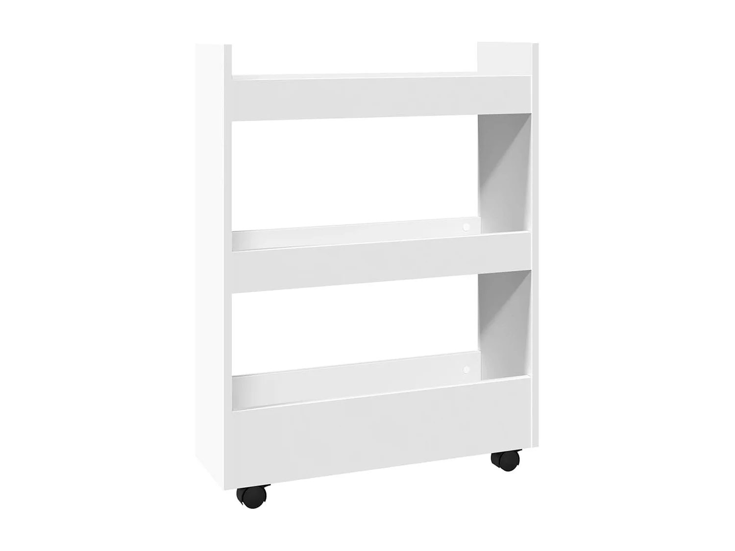 Chariot de rangement étroit à 3 niveaux en bois d'ingénierie blanc