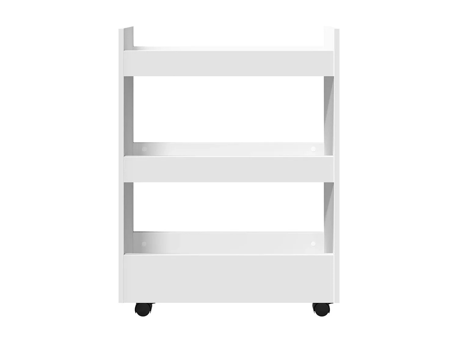 Chariot de rangement étroit à 3 niveaux en bois d'ingénierie blanc