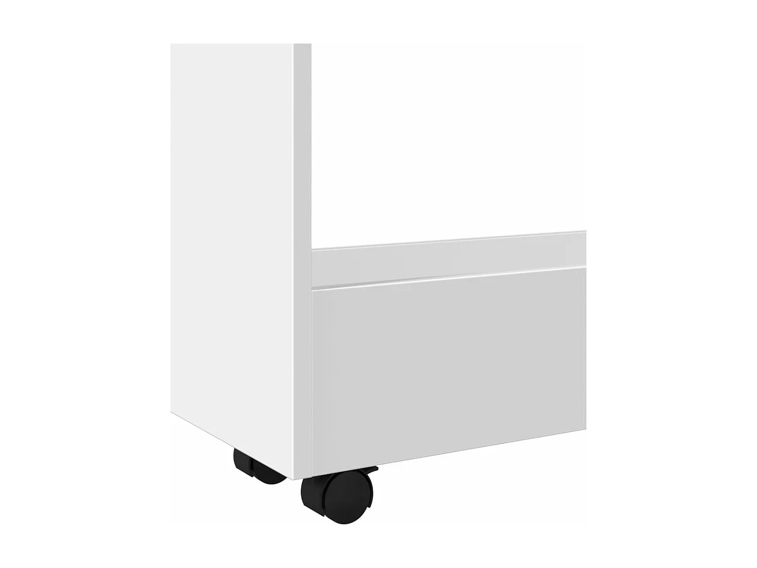 Chariot de rangement étroit à 3 niveaux en bois d'ingénierie blanc