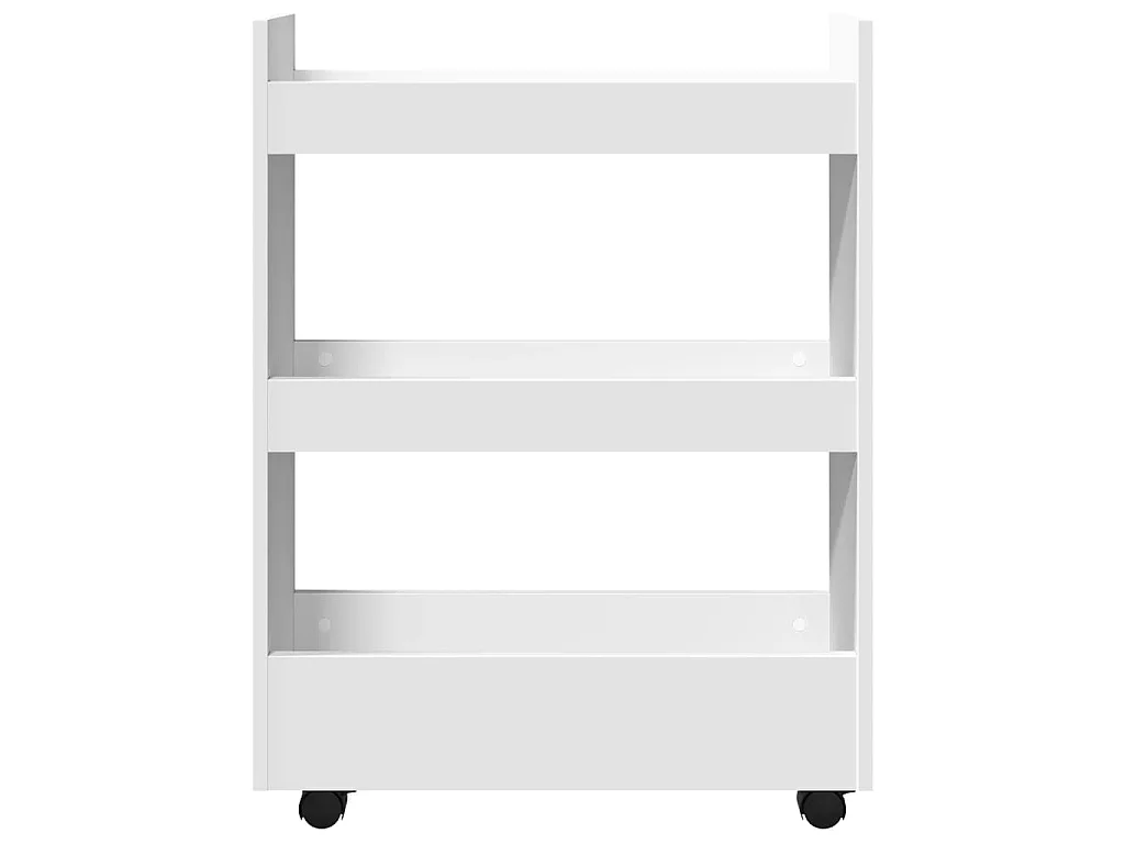 Chariot de rangement étroit à 3 niveaux en bois d'ingénierie blanc