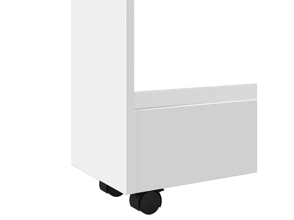 Chariot de rangement étroit à 3 niveaux en bois d'ingénierie blanc