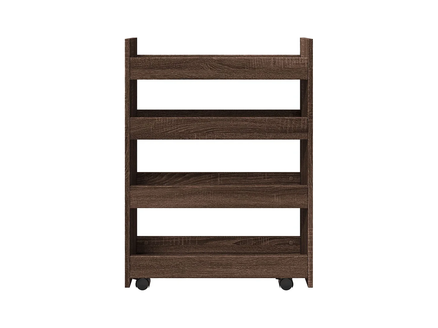 Carro de almacenaje estrecho 4 niveles madera marrón roble