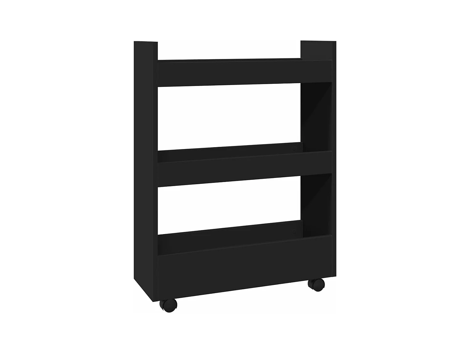 Opbergtrolley smal 3-laags bewerkt hout zwart