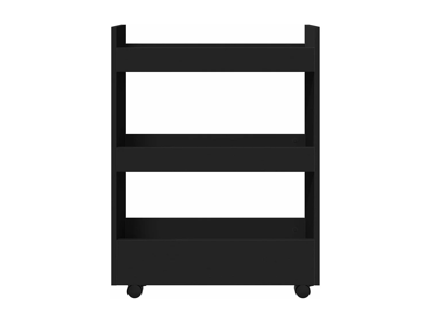 Chariot de rangement étroit 3 niveaux noir bois d'ingénierie