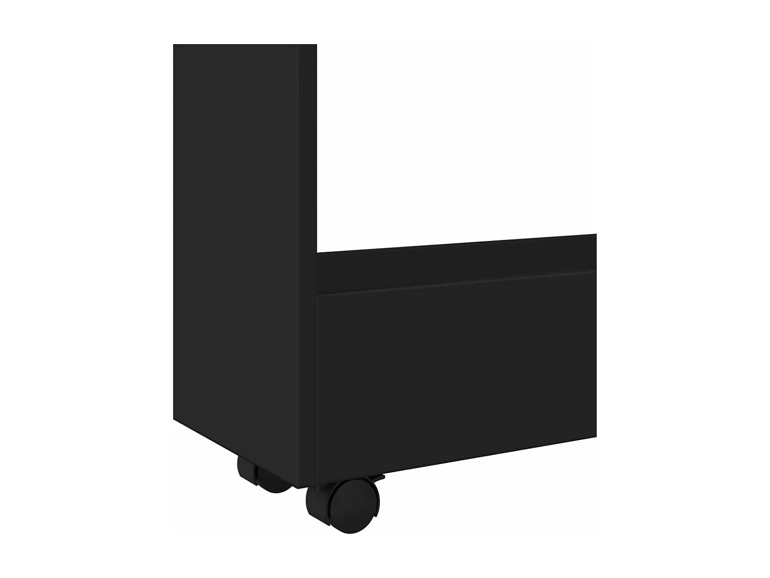 Chariot de rangement étroit 3 niveaux noir bois d'ingénierie