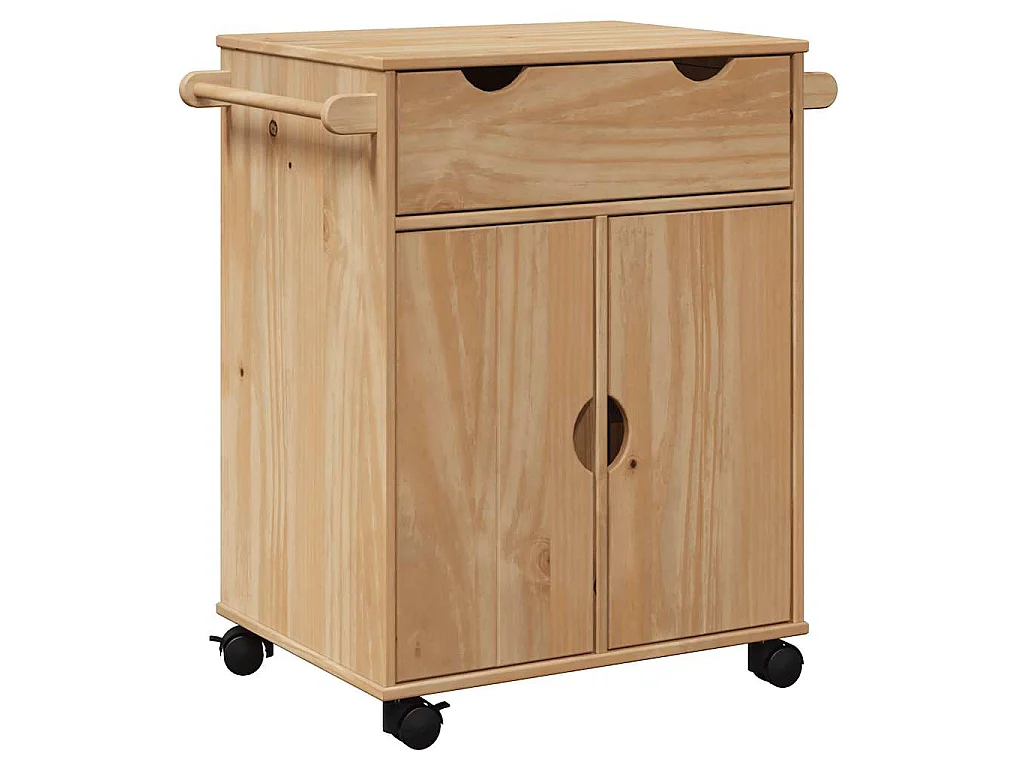 Carrello da Cucina OTTA 59x45x80 cm in Legno Massello di Pino