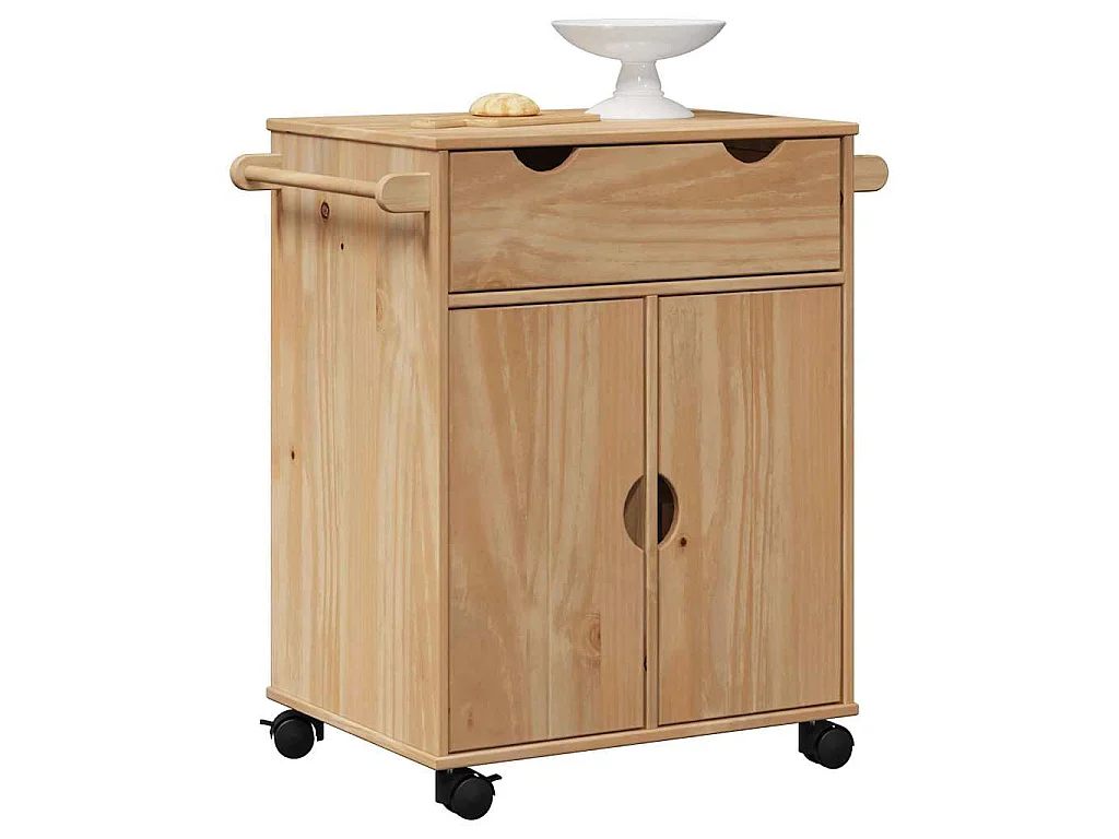 Carrello da Cucina OTTA 59x45x80 cm in Legno Massello di Pino