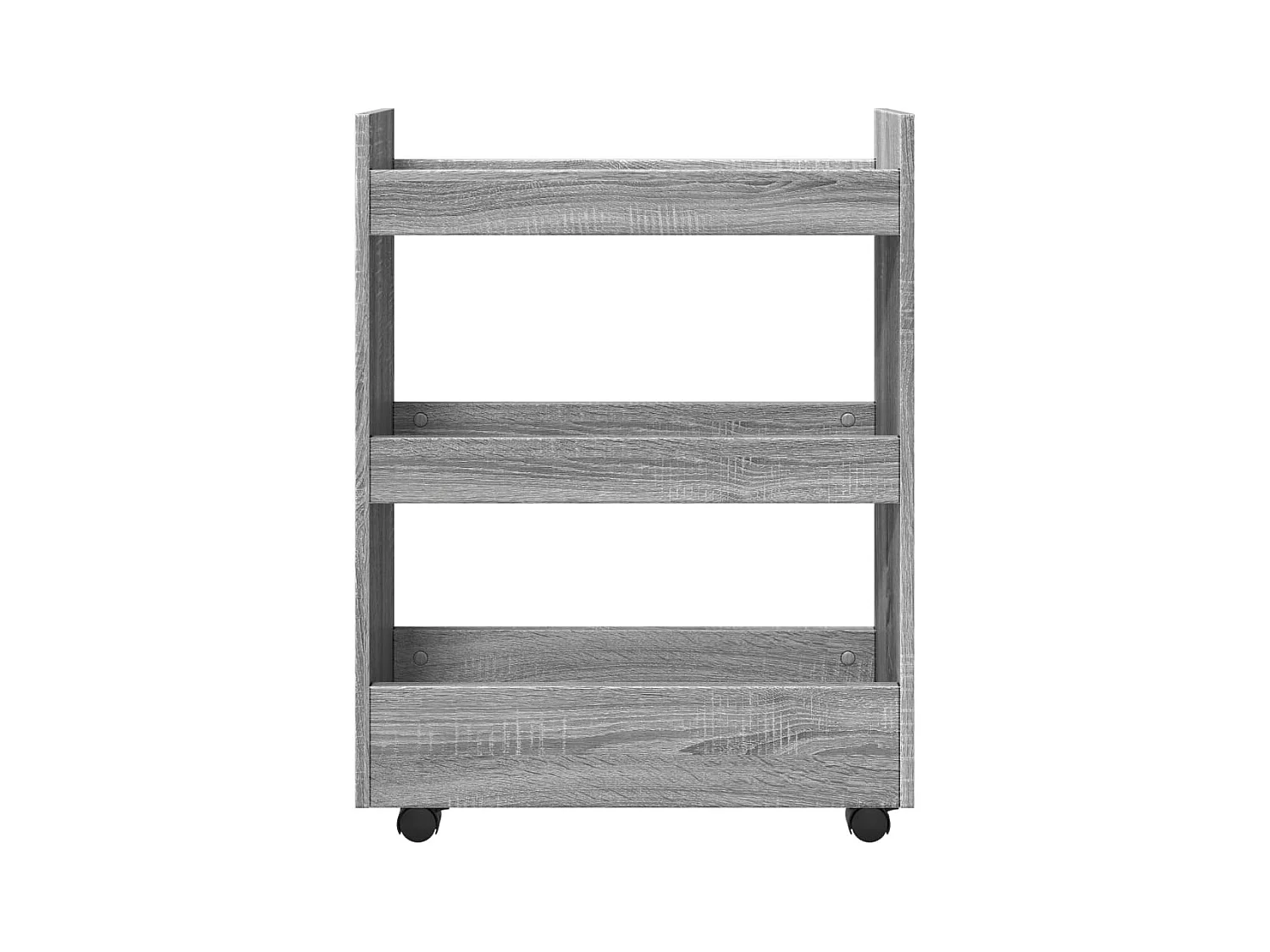 Opbergtrolley smal 3-laags bewerkt hout grijs sonoma eiken