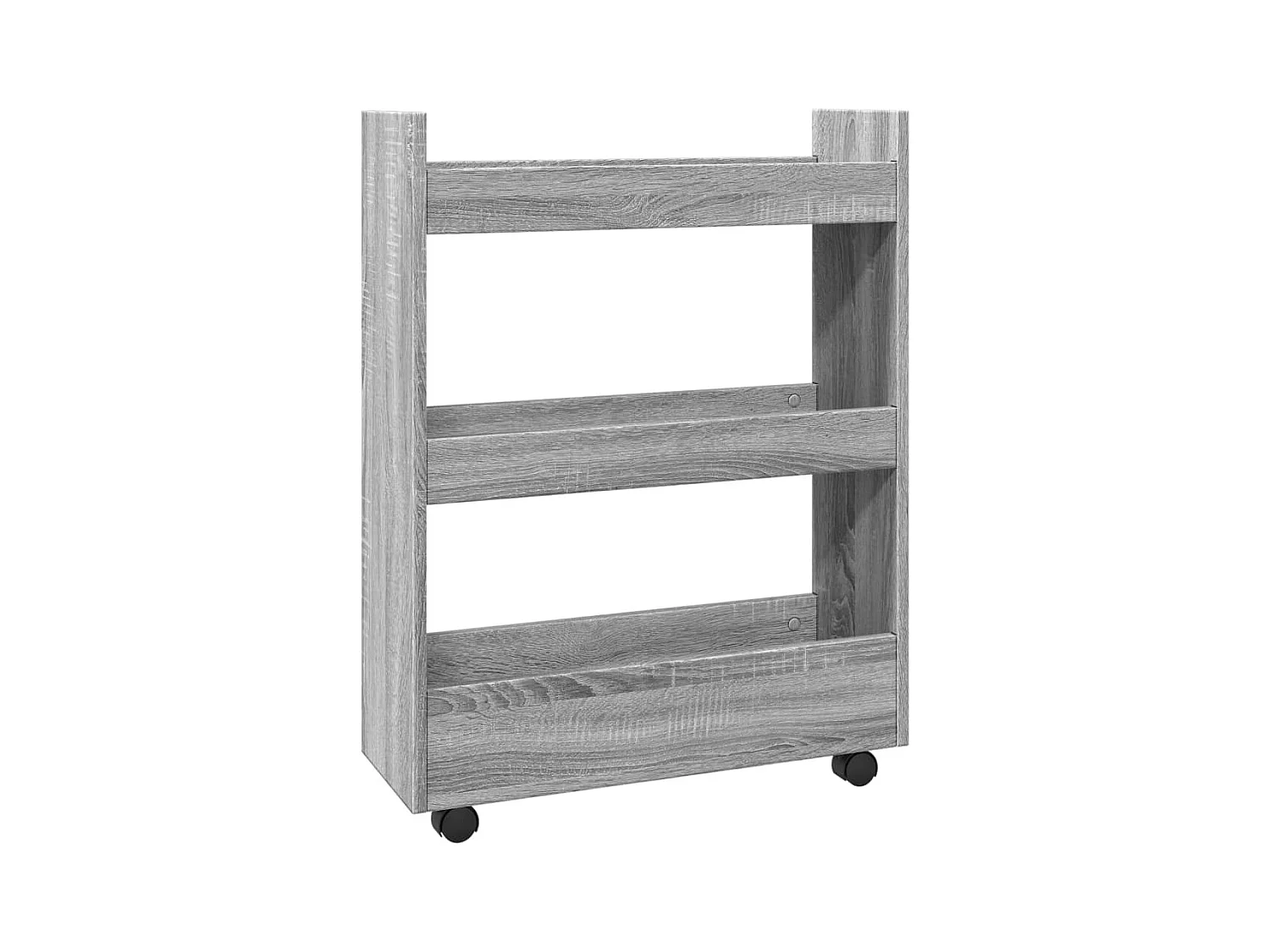 Chariot de rangement étroit 3 niveaux sonoma gris