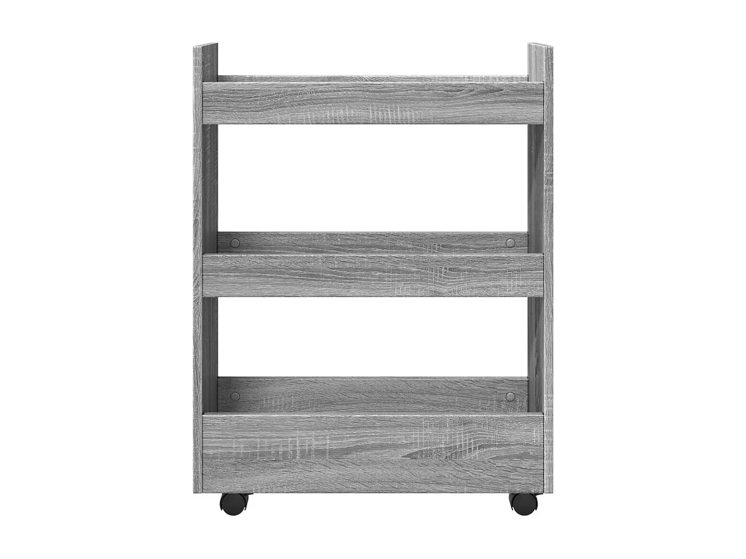 Opbergtrolley smal 3-laags bewerkt hout grijs sonoma eiken